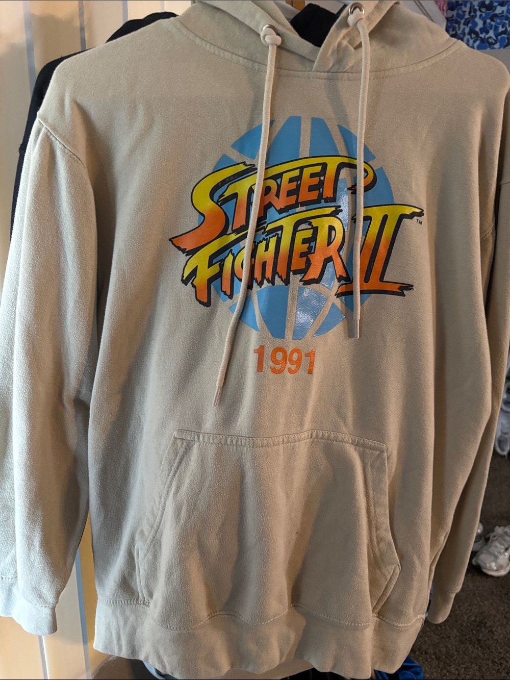 Street Fighter 1991 Beige Graphic Hoodie